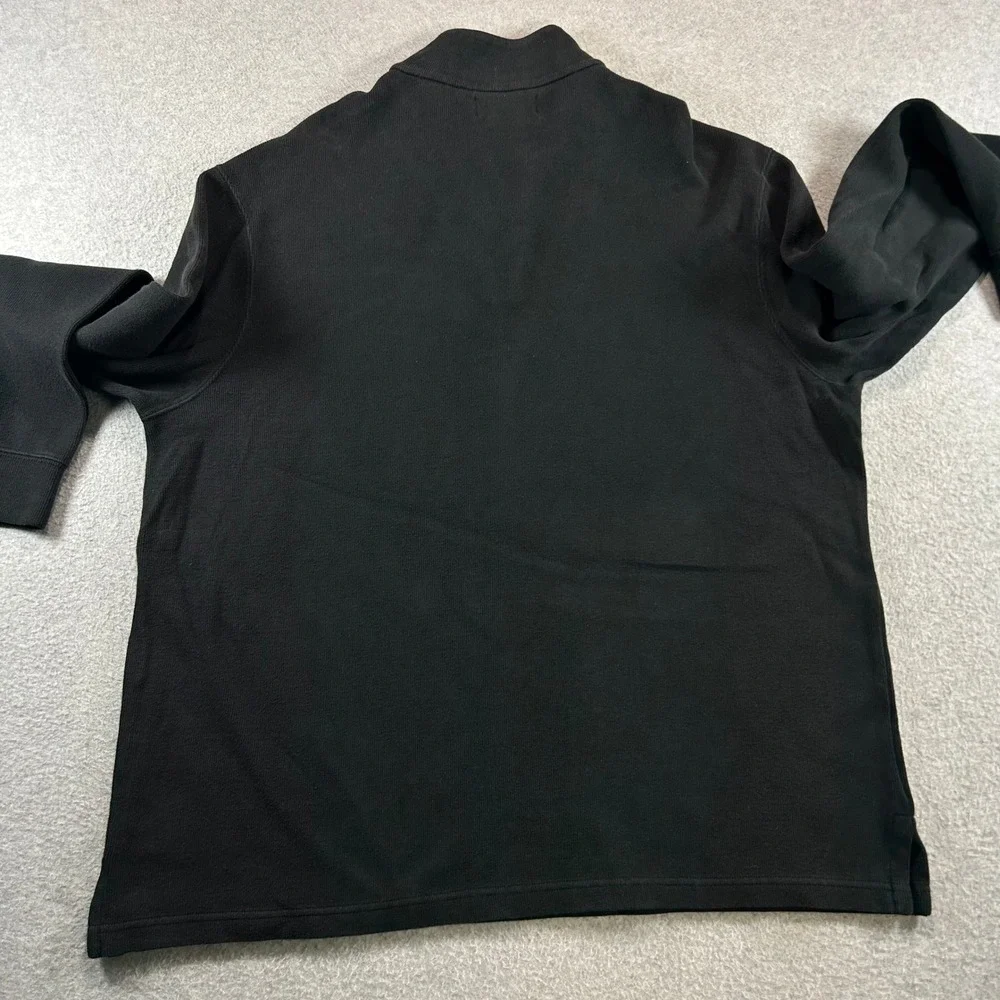 Polo Ralph Lauren Quarter Zip Pullover XL Black Estate Rib Cotton Blue Pony Logo